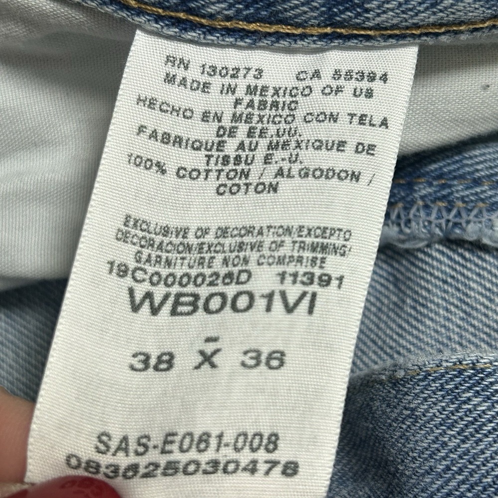 Wrangler Men's Jeans 38x36 Light Wash Straight Leg 100% Cotton Denim - Picture 6 of 10